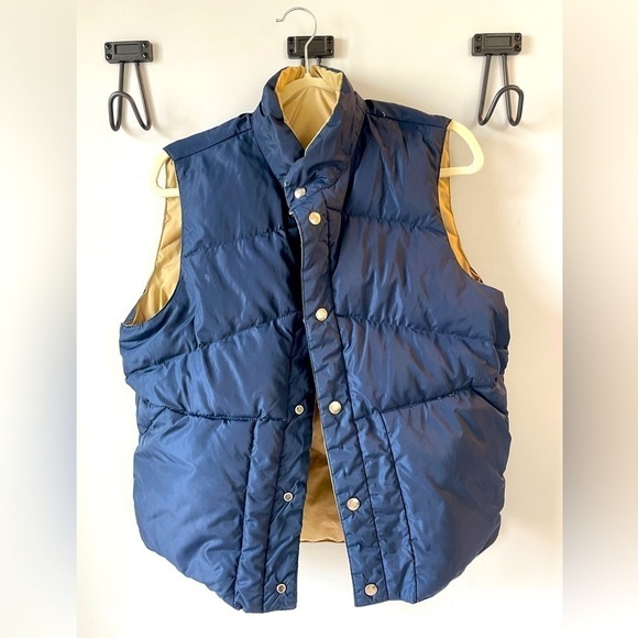 VINTAGE Camel men’s down puffer vest, reversible, navy and tan, size M - Picture 1 of 5